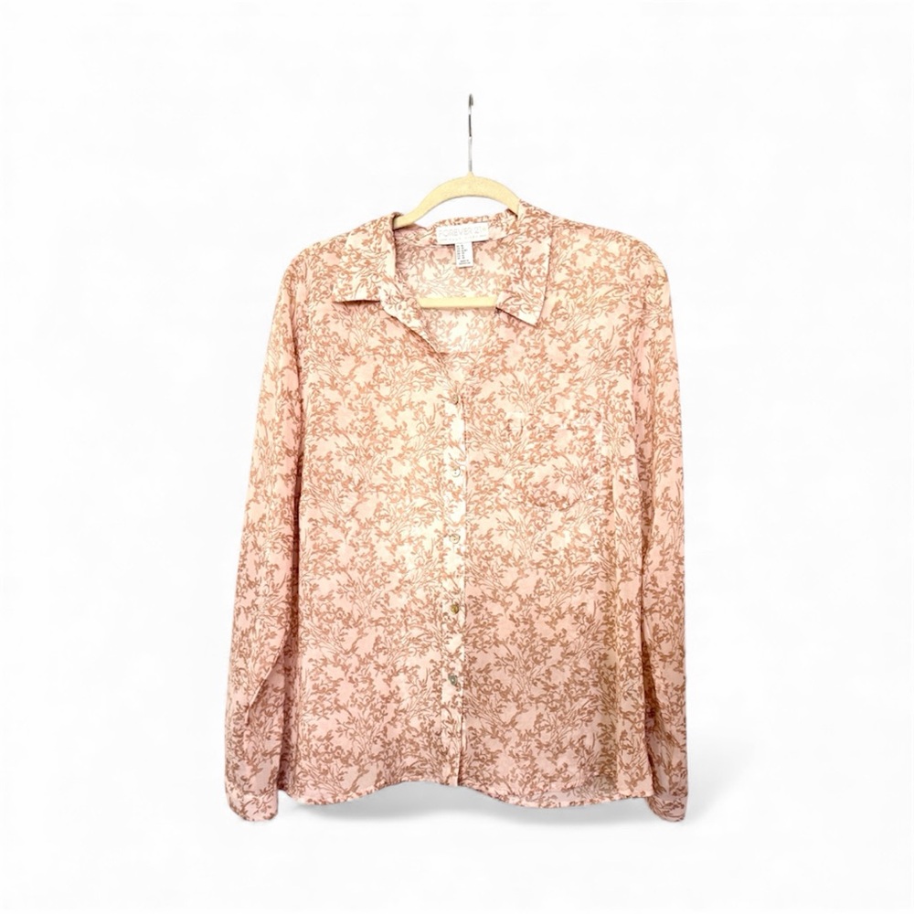 Forever 21 Pink Floral Button Down Shirt